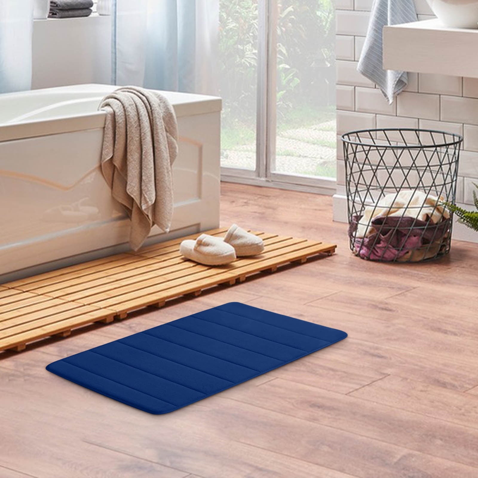 Memory Foam Bath Mat with Cobblestone Design, Super Soft & Quick-Dry Bathroom Rugs, Machine Washable Non-Slip Absorbent Floor Mat for Bathroom Shower Tub, 16x24 Inch by PALIFEUR B