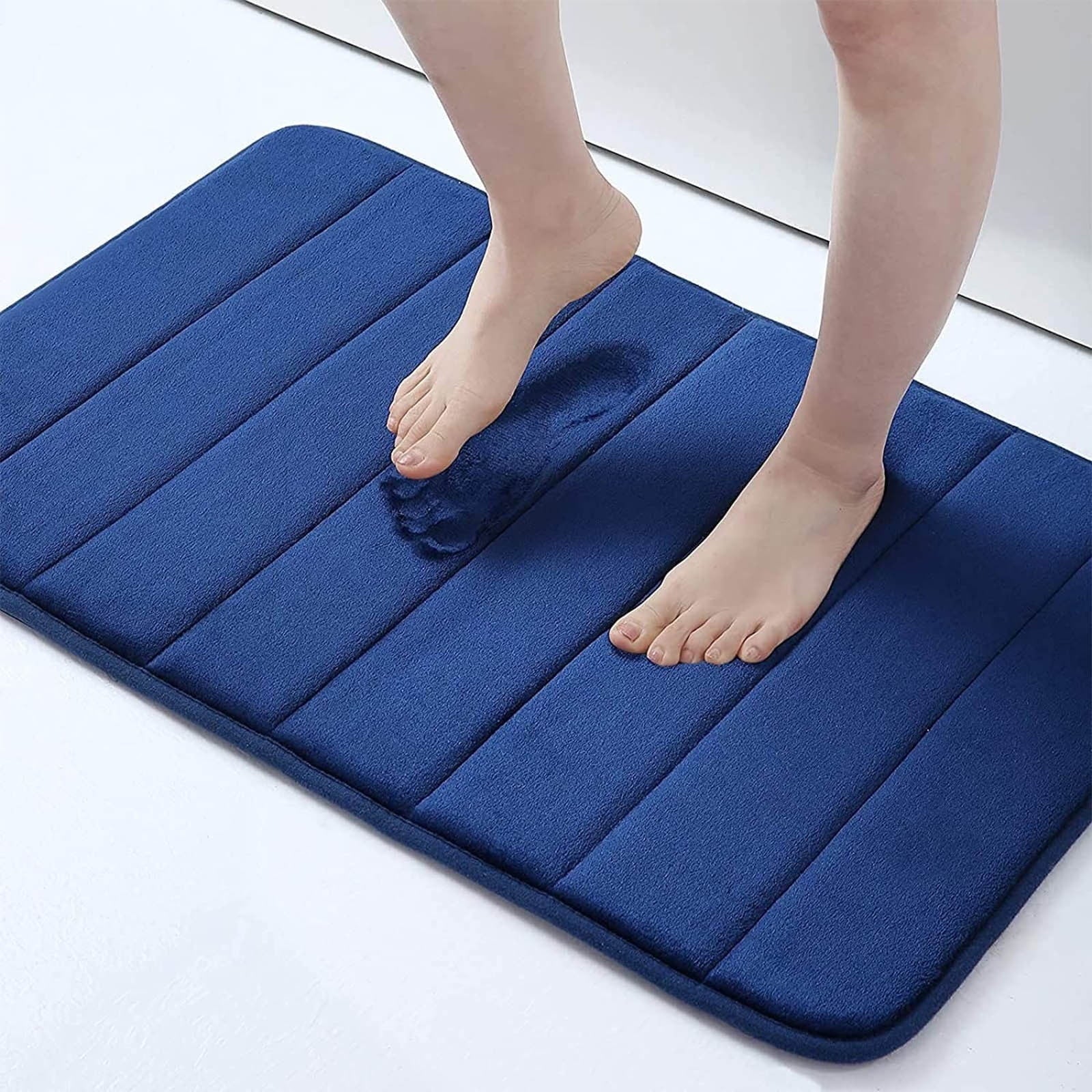 Memory Foam Bath Mat with Cobblestone Design, Super Soft & Quick-Dry Bathroom Rugs, Machine Washable Non-Slip Absorbent Floor Mat for Bathroom Shower Tub, 16x24 Inch by PALIFEUR B