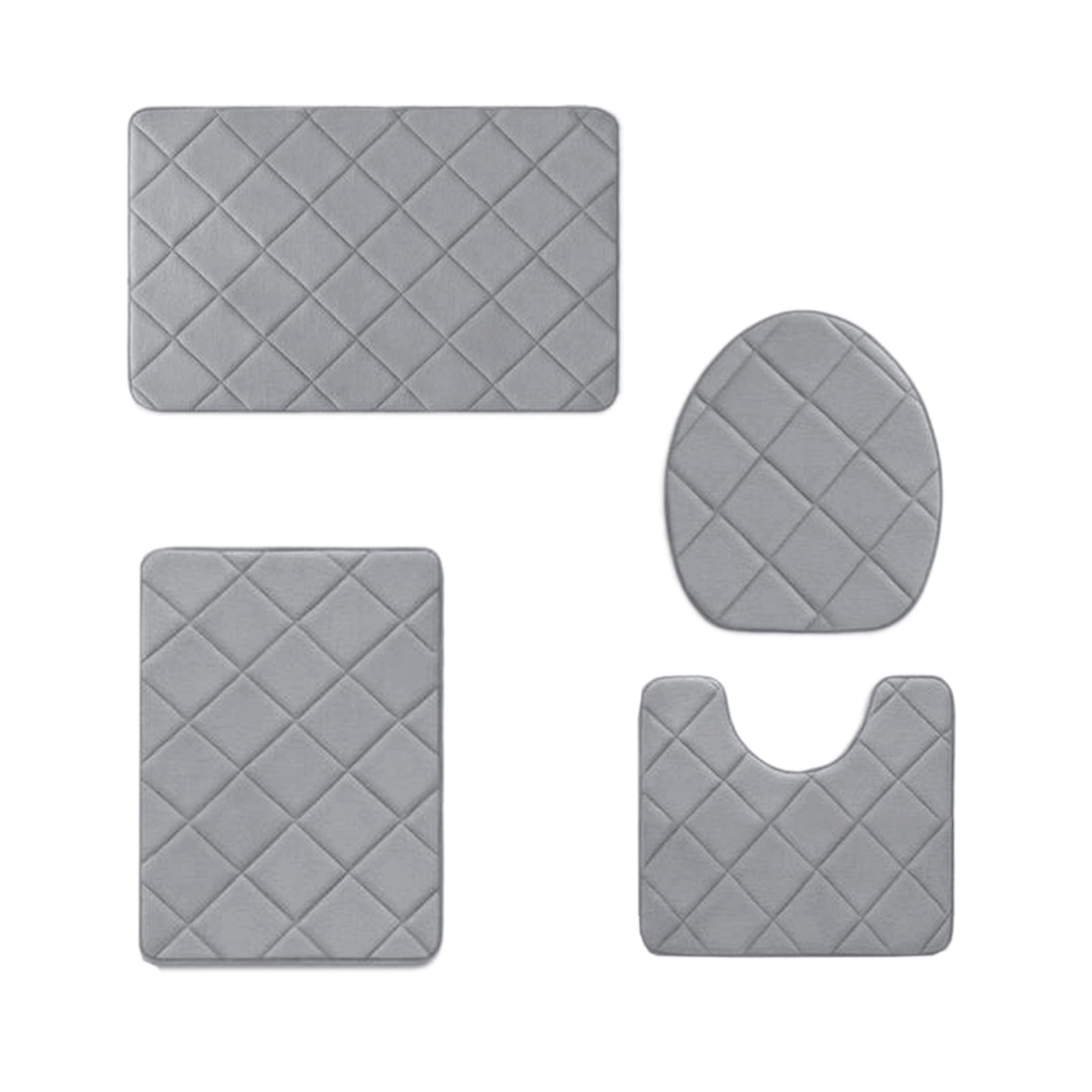 Clearance Tyidzon Bathroom Rugs 4 Piece Ultra Soft & Non-Slip Memory Foam Bath Mats for Bathroom, Absorbent Quick-Drying Bath Mats for Shower Bathroom Floor Rugs Gray