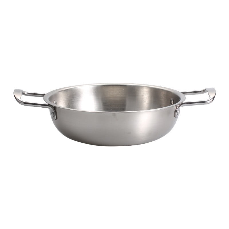 Stainless Steel Instant Noodle Pot , 7.1" Korean Ramen Noodle Pot with Handles Stainless Everyday Pan Golden Korean Cooking Pot for Soup Noodle Pasta Home and Outdoor Dishwasher SLA