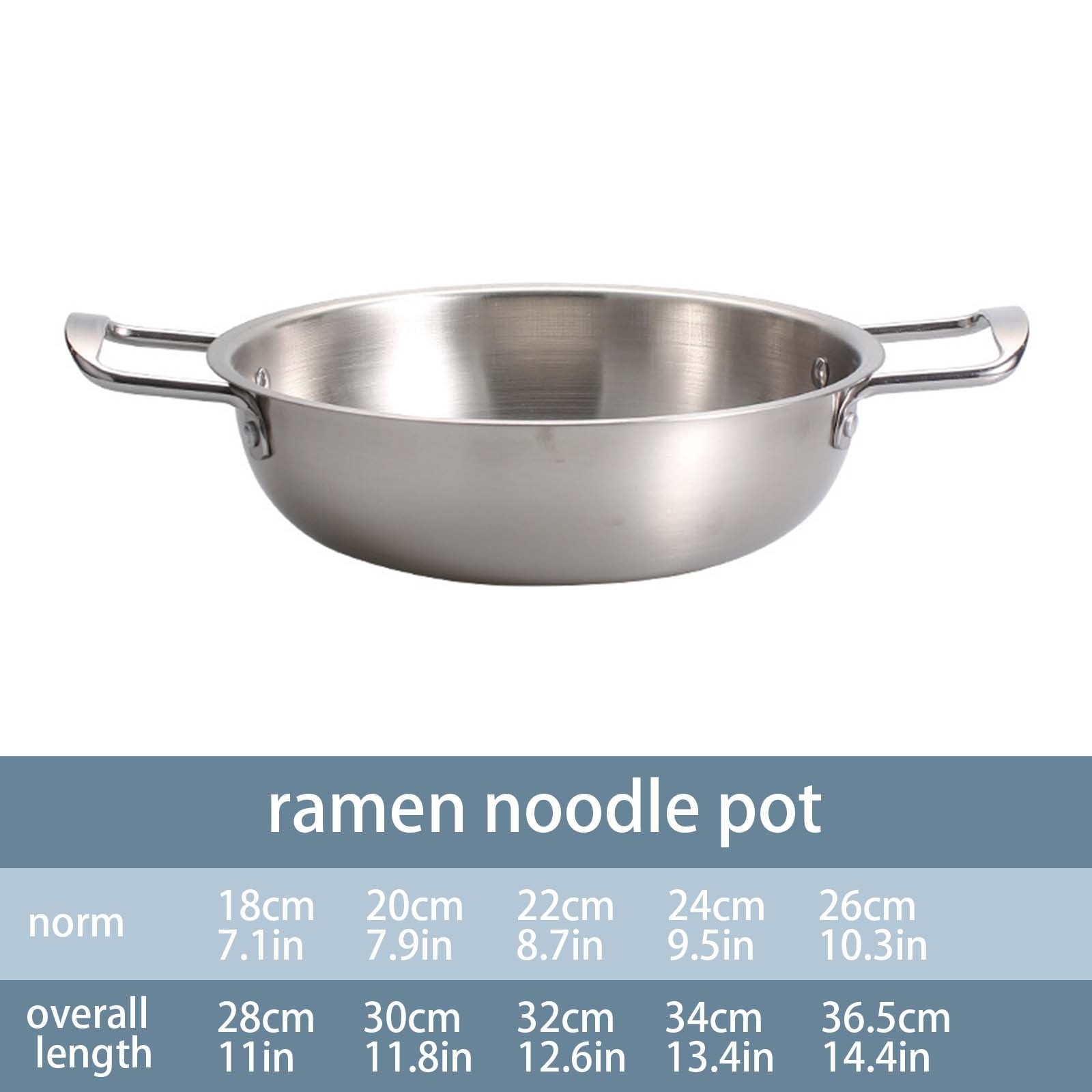 Stainless Steel Instant Noodle Pot , 7.1" Korean Ramen Noodle Pot with Handles Stainless Everyday Pan Golden Korean Cooking Pot for Soup Noodle Pasta Home and Outdoor Dishwasher SLA
