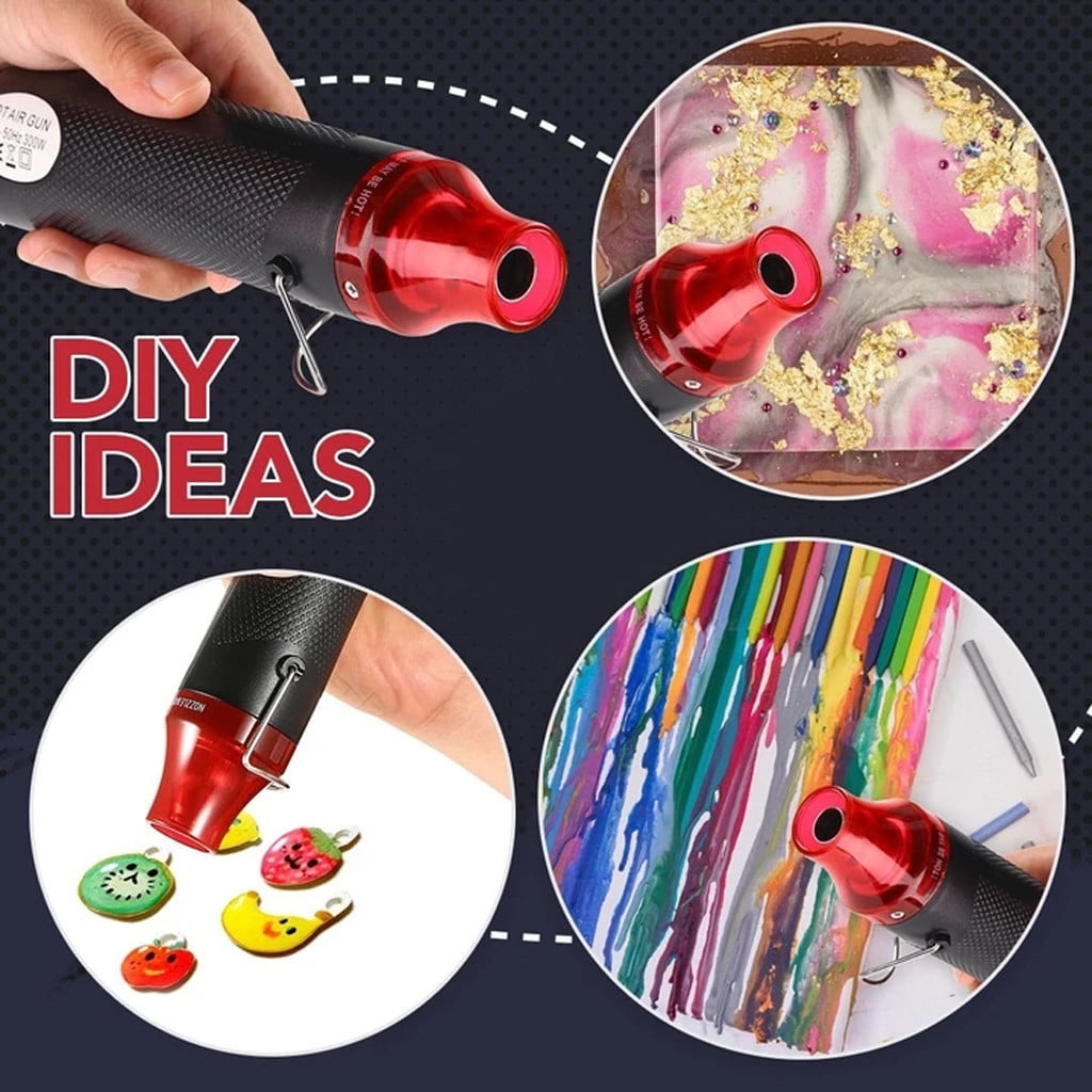 Multifunctional Hot Air Gun 220V Hot Air Gun Black - Flat Plug 1 × Heat Gun Paint Heat Shrink Wrap Tool Tool Crafts Diy Drying Embossing Tools & Home Improvement One Size Black