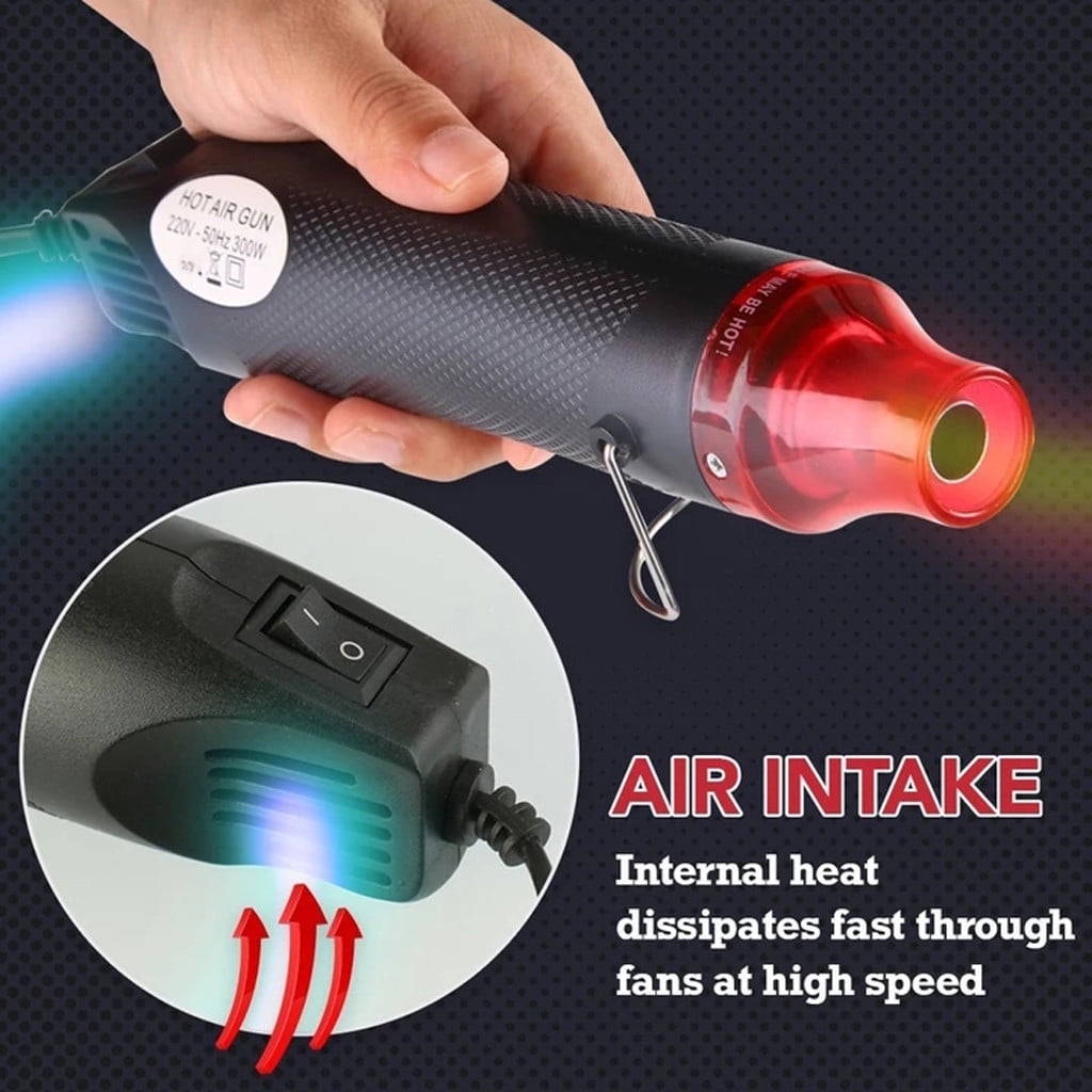 Multifunctional Hot Air Gun 220V Hot Air Gun Black - Flat Plug 1 × Heat Gun Paint Heat Shrink Wrap Tool Tool Crafts Diy Drying Embossing Tools & Home Improvement One Size Black