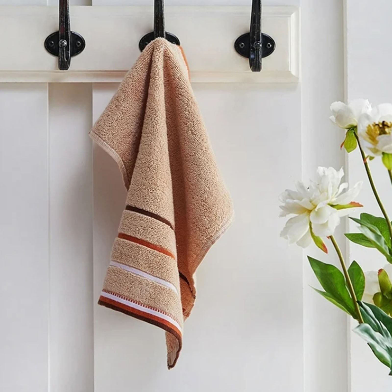 1 Towel Square Pure Cotton Towel Thickened Absorbent Large Square Towel Kindergarten Cleaning Towel Hand Towel One Size Coffee