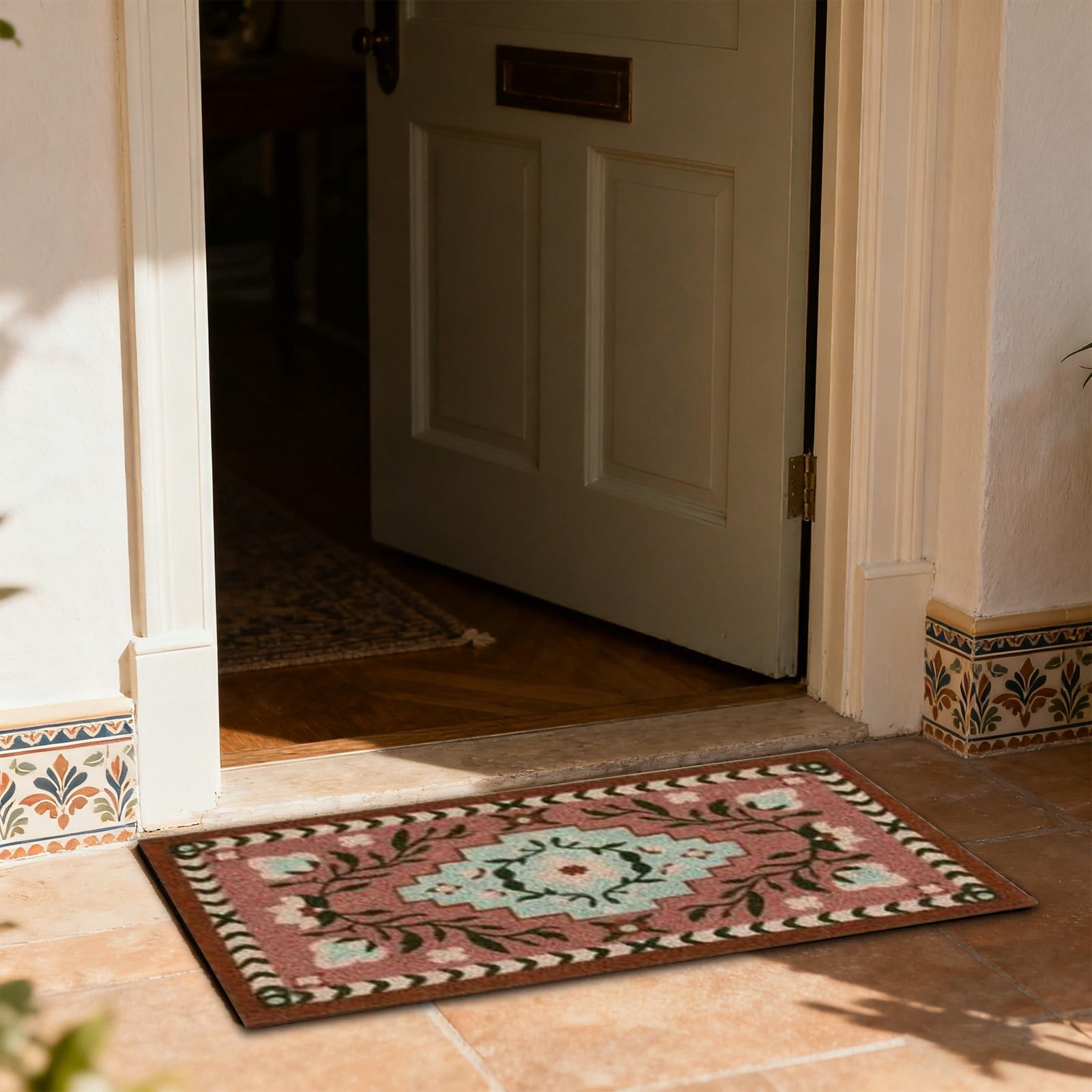 1 Carpet Doormat 60X40cm Coconut Coir Entrance Mat Non Outdoor Rug for Front Door Patio and Kitchen One Size Khaki