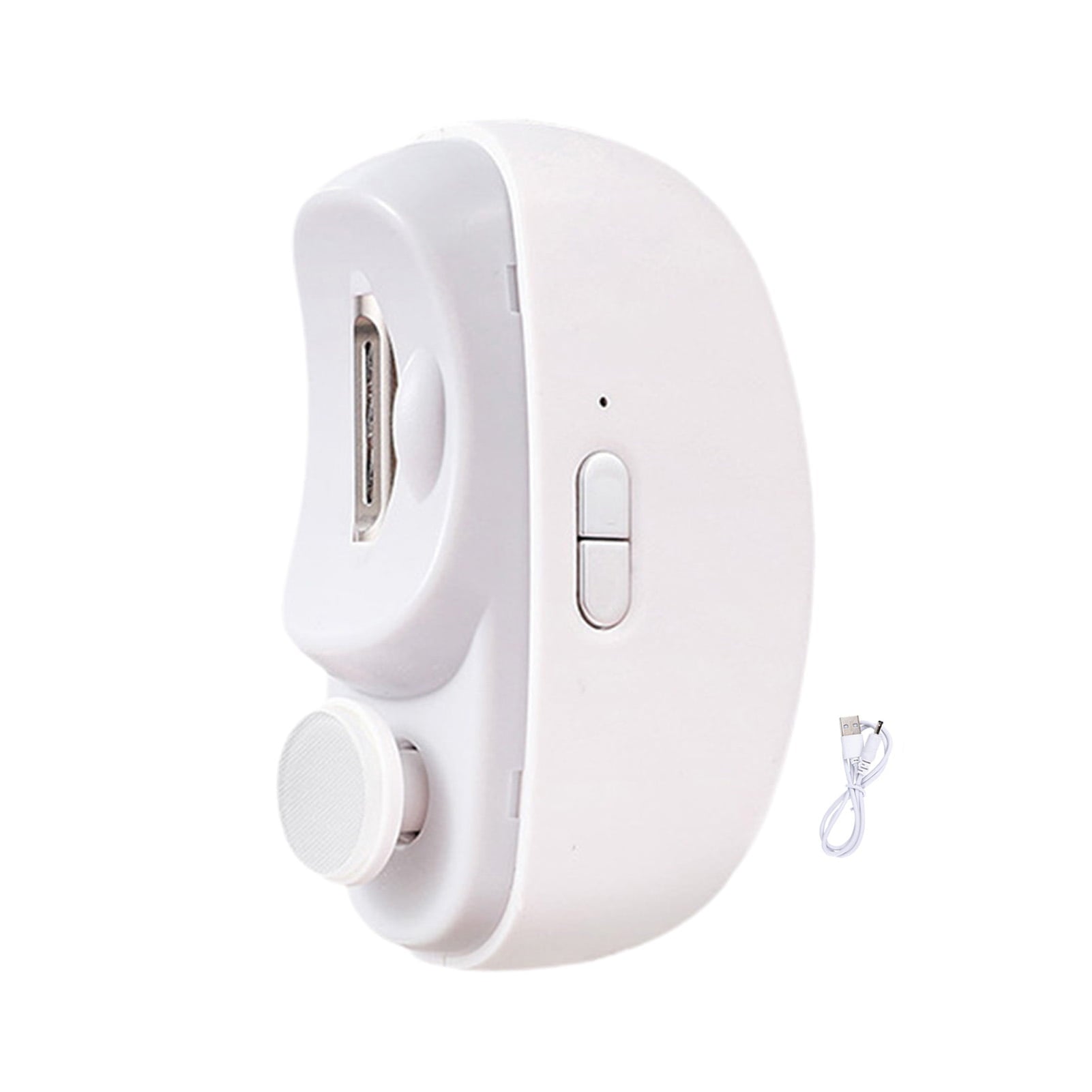 Electric Automatic Nail Clipper with Light Fingernail Cutter and Polisher 2in1 Nail Scraps Storage Rechargeable Safety Fingernail Trimmer for Baby Seniors Adult Gift White