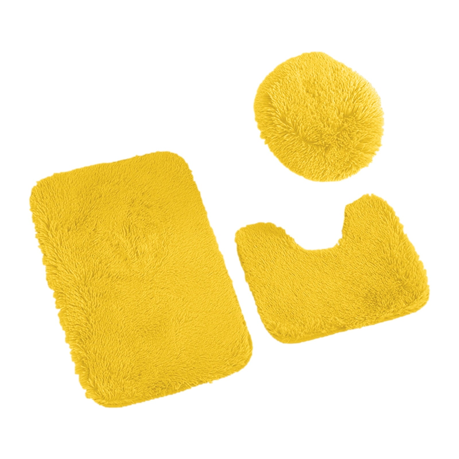 Ultra Soft Bathroom Rug Set 3 Piece-Includes Water Absorbent Non-Slip Bath Rug Contour Mat Toilet Lid Cover,New Vuyungers Microfiber Bath Rugs for Tub Shower Bathroom Floor,Machine Washable Yellow