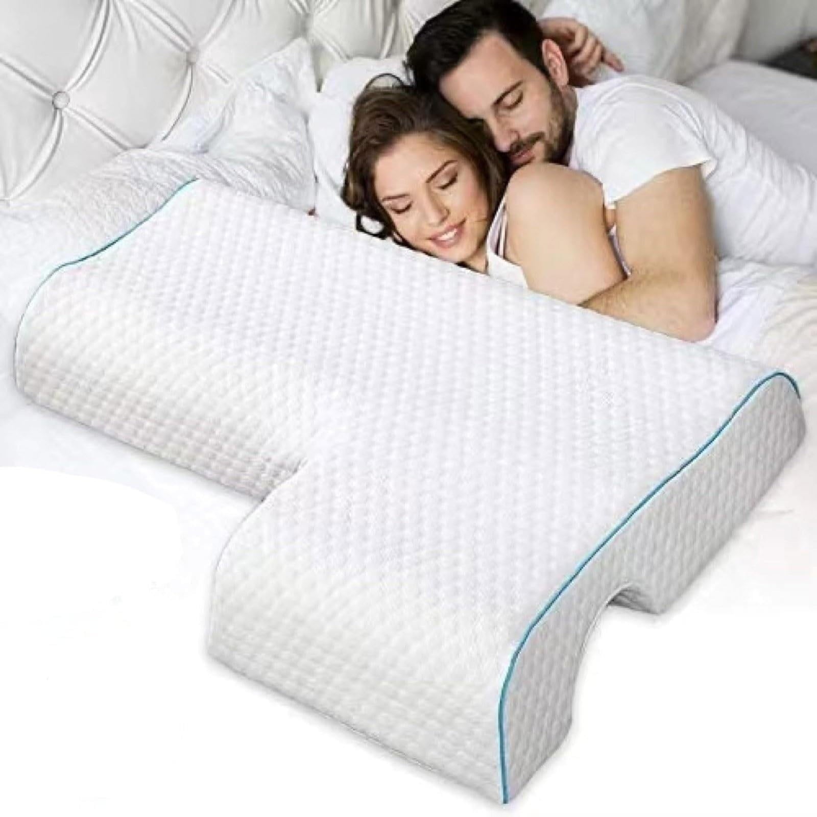 Memory Foam Cuddle Pillow, Shoulder Pillow for Side Sleepers, Arm Pillow with Arm Hole for Sleeping, Side Sleeper Pillow for Arm Pressure Relief with Breathable Pillowcase, 27.2x19.3 27.2" x 19.3" B