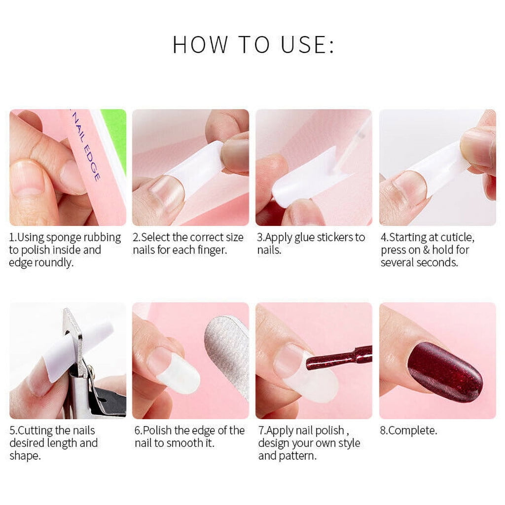 500PCS Acrylic Nail Tips,French Style Artificial False Nails for Manicure,DIY Nail Art with Storage Box,10 Sizes,Natural & Clear,Perfect Gift for Nail & Home Use Transparent