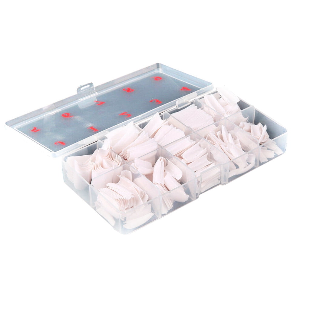 500PCS Acrylic Nail Tips,French Style Artificial False Nails for Manicure,DIY Nail Art with Storage Box,10 Sizes,Natural & Clear,Perfect Gift for Nail & Home Use White