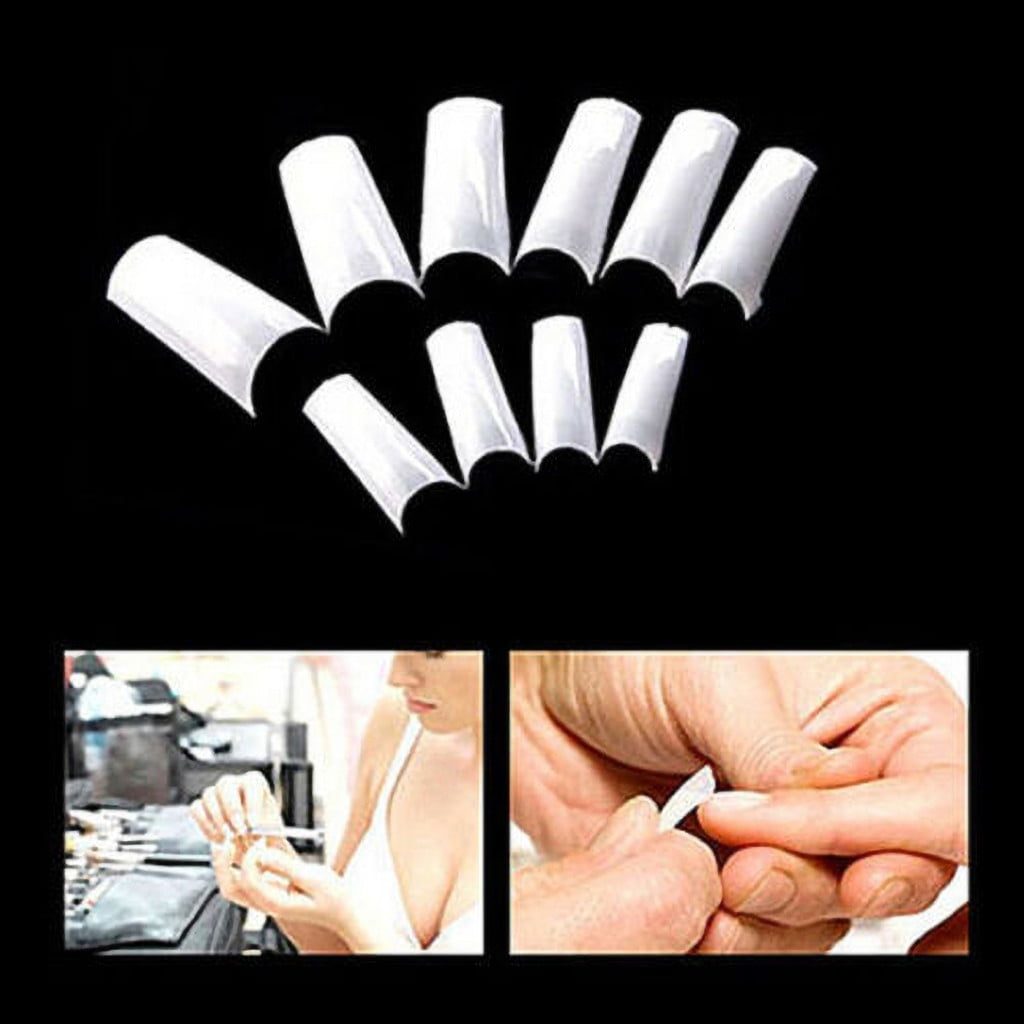 500PCS Acrylic Nail Tips,French Style Artificial False Nails for Manicure,DIY Nail Art with Storage Box,10 Sizes,Natural & Clear,Perfect Gift for Nail & Home Use natural