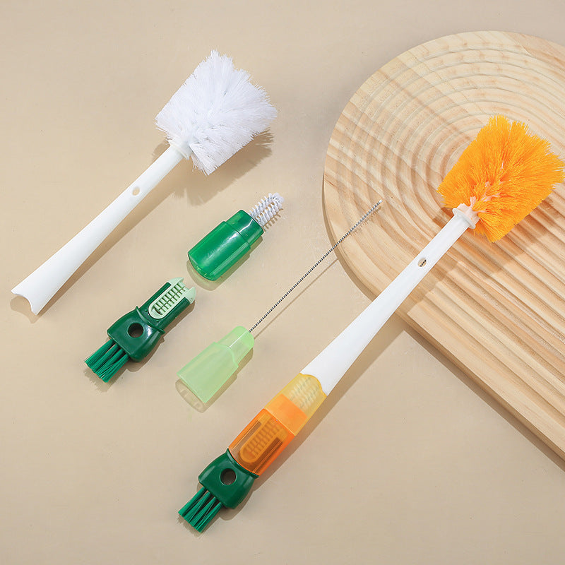 Bottle Brush - Dishwashing Brush - Straw Brush - Bottle Cleaner - Drinking Bottle - Thermos Cup - Cup Cleaner - Crevice Brush - Kitchen Accessories - Multifunctional - Orange - 1 Piece
