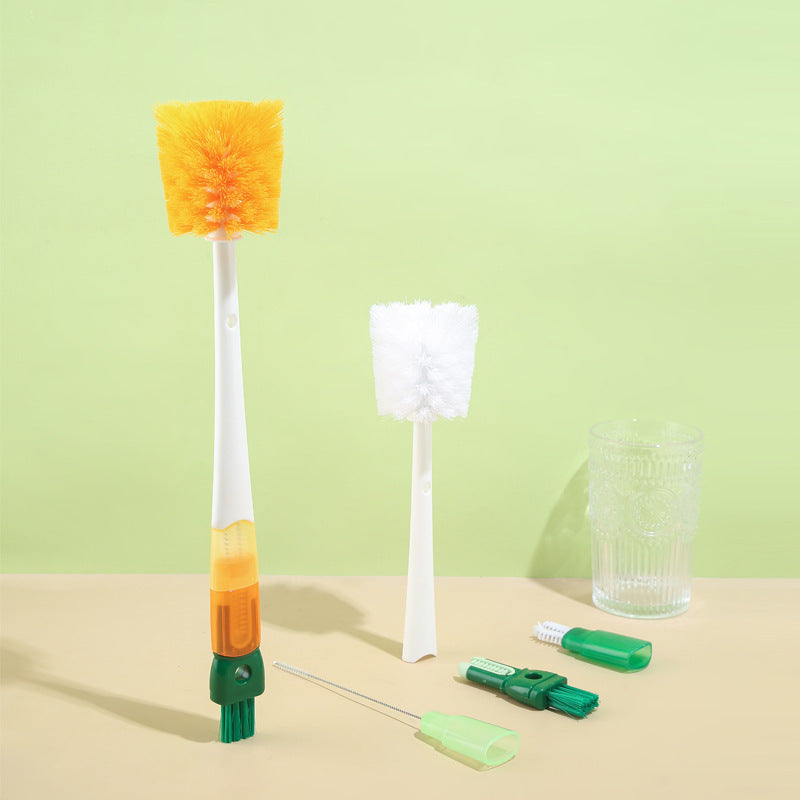 Bottle Brush - Dishwashing Brush - Straw Brush - Bottle Cleaner - Drinking Bottle - Thermos Cup - Cup Cleaner - Crevice Brush - Kitchen Accessories - Multifunctional - Orange - 1 Piece