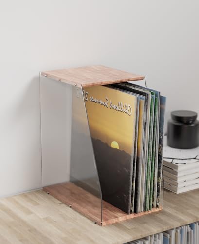 LP vinyl organizer - Desk organizer - Organizer - Storage basket - Storage box - Desk accessories - Display cabinet - Sideboard - Record player organizer - CD organizer - Transparent white - Wood - 1 piece