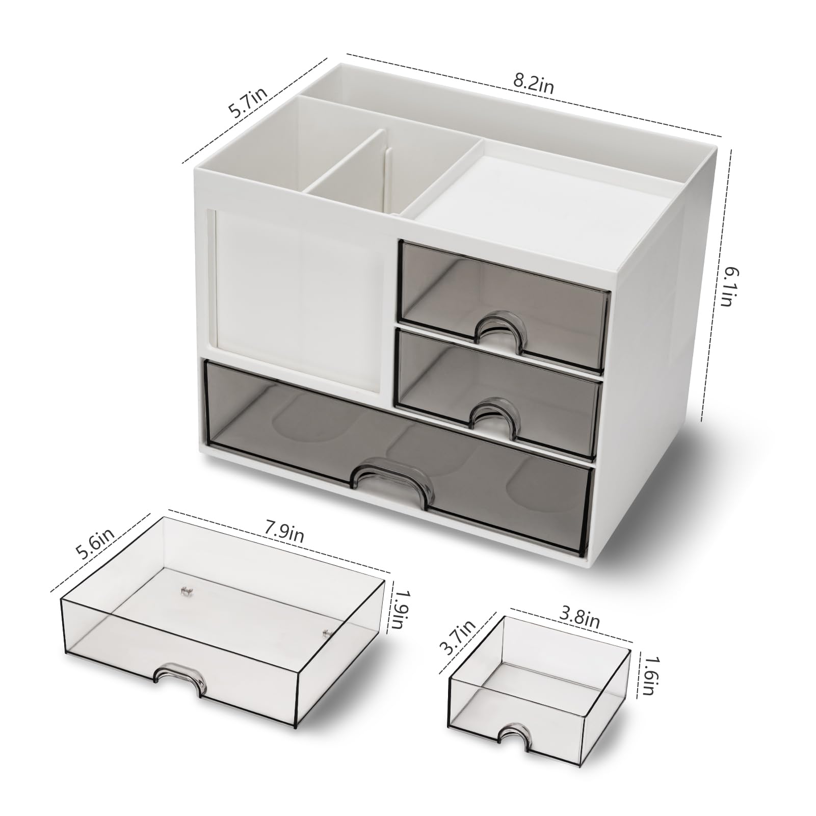 Desk organizer - Pen tray - Desk accessories - Drawer cabinet - School supplies - Office supplies - Storage box with drawers - Pen holders - Desk organizer - Storage system - Storage - white - 1 piece