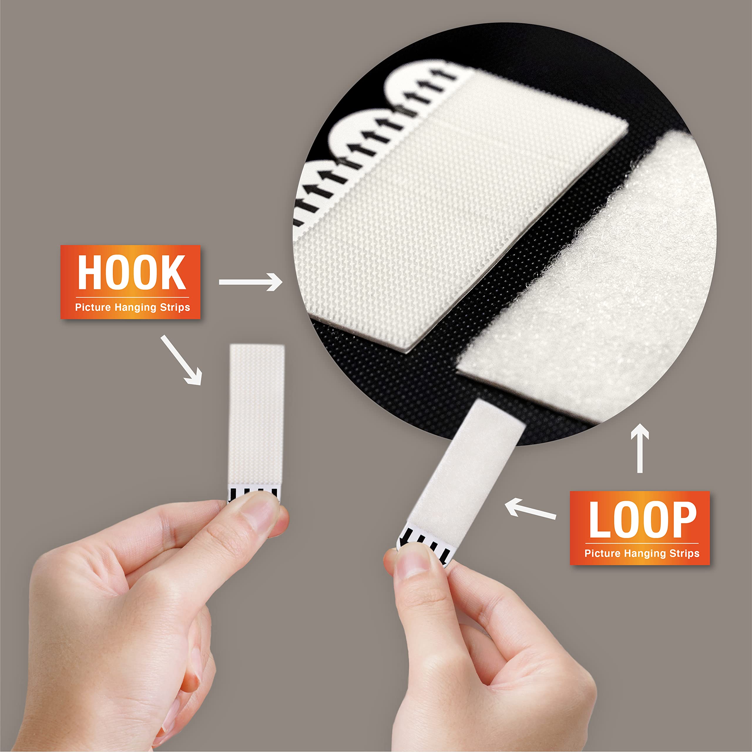 Picture Hanging Strips - No Drilling - Self-Adhesive Velcro - Hanging Picture Frames - Double-Sided Tape - Damage-Free Removal - Poster Strips - Hanging System - Wall Decoration - Strong Adhesive - White - 24 Pairs (48 Strips)