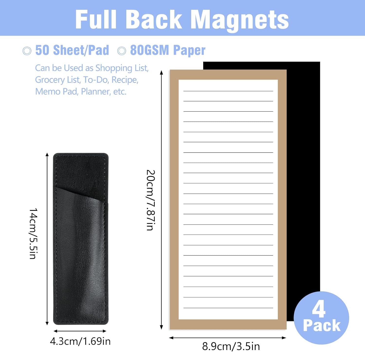 Magnetic Notepad Fridge - Grocery List - Memo Pad - To Do List - Writing Pad - Notebook - Magnetic Lists - Memo Pads - Weekly Planner - Desk Accessories - Neutral Colors - 4 Pieces