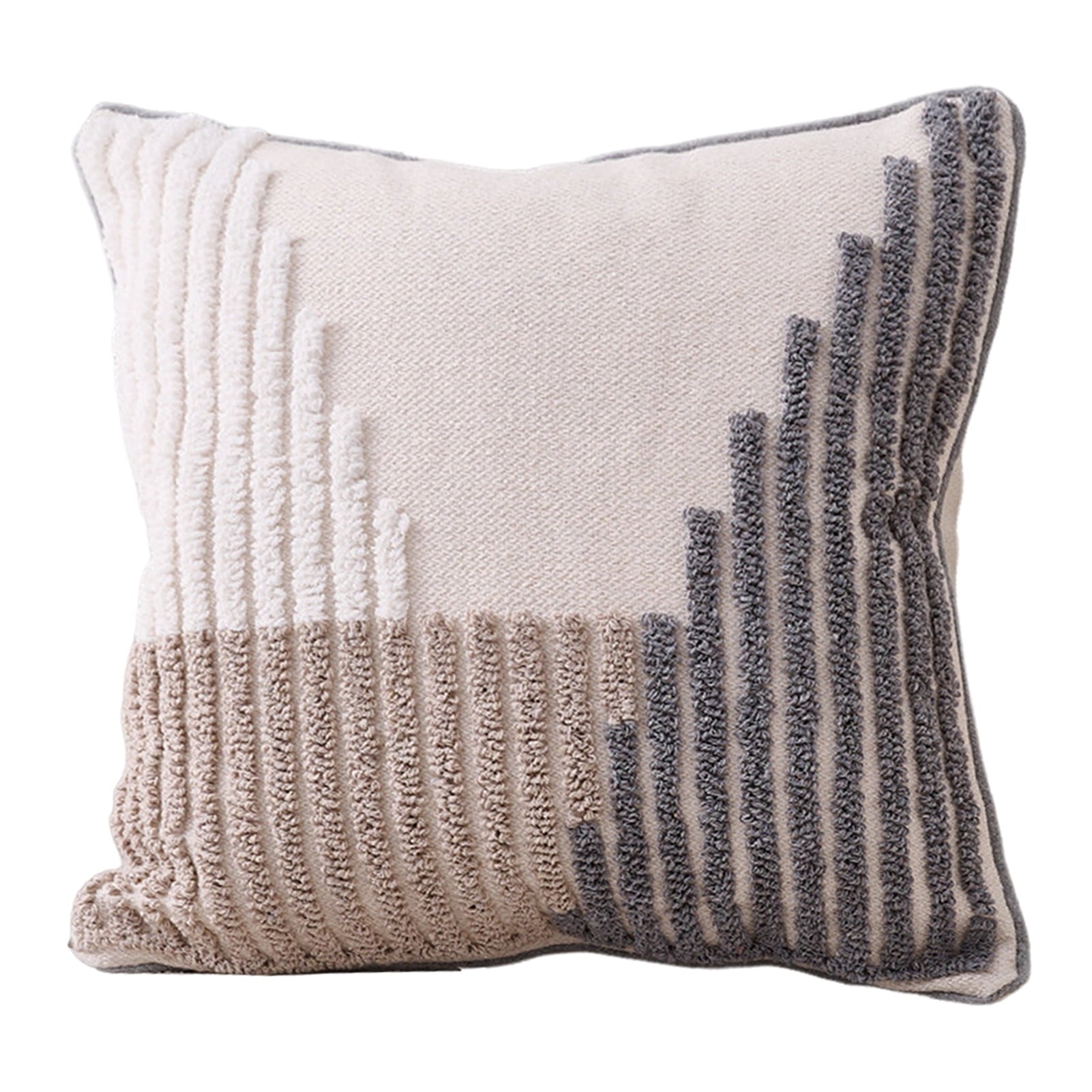 Walbest Boho Throw Pillow with Braided Rope Pattern And Tassels Soft Cotton Linen Textured Cushion for Sofa Bed Office 45x45cm C