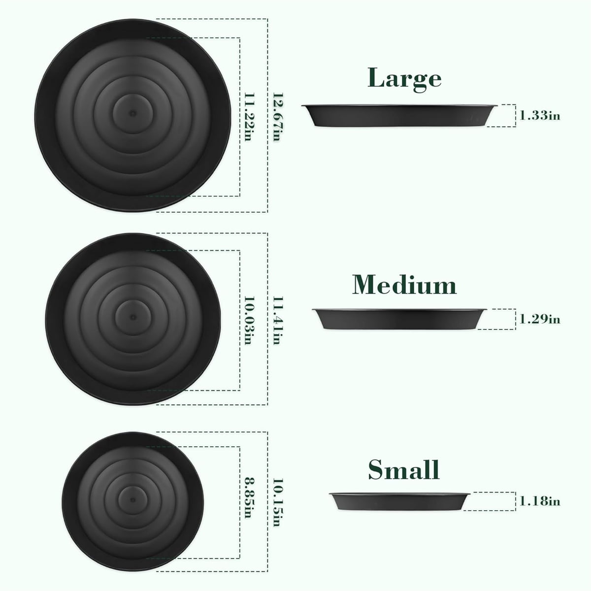 3 Size Round Stepping Stone Mold,Cement Molds for Concrete,Plastic Concrete Molds for Casting Garden Pavement Precast and Forms Walkway (10"/11.4"/12.6", Black)