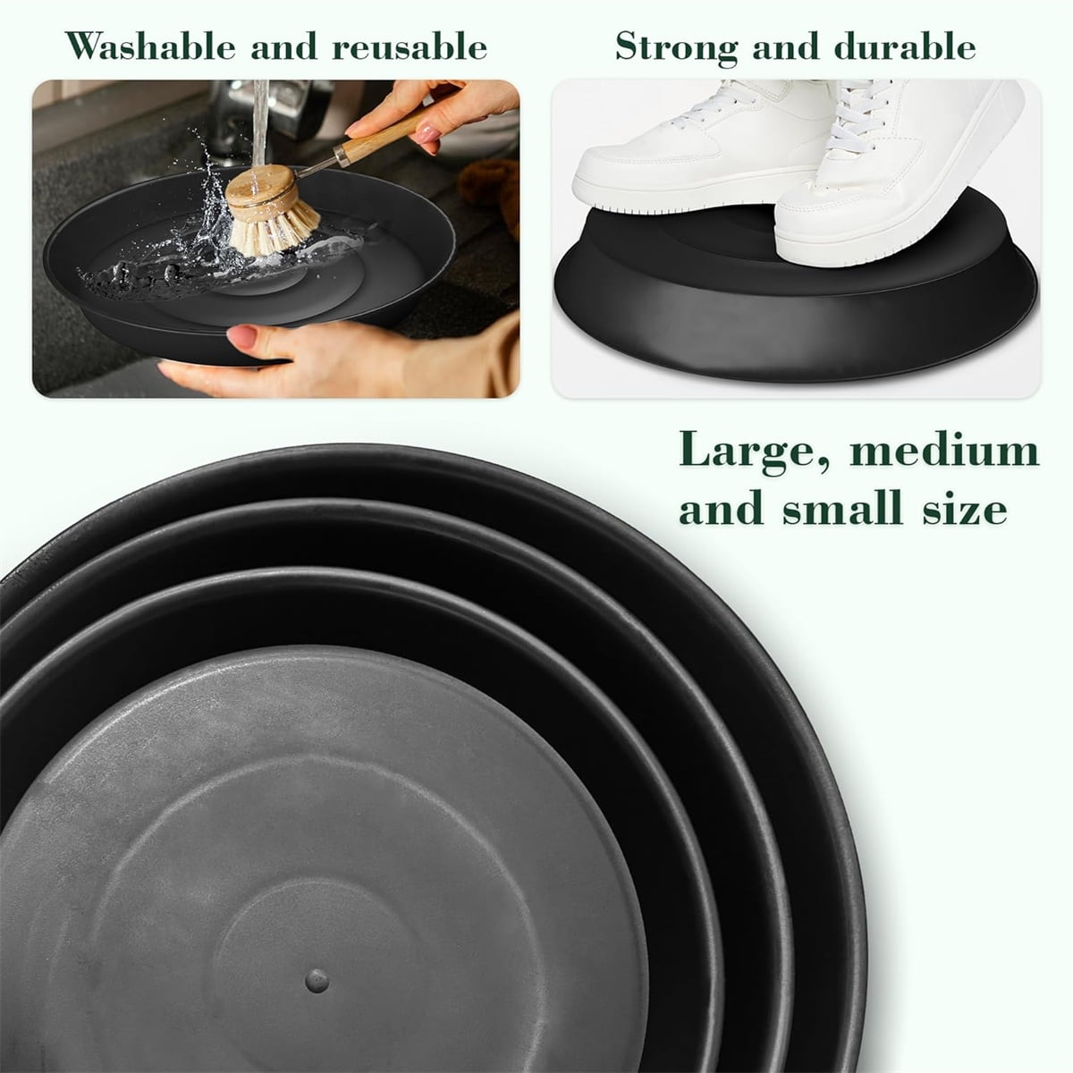 3 Size Round Stepping Stone Mold,Cement Molds for Concrete,Plastic Concrete Molds for Casting Garden Pavement Precast and Forms Walkway (10"/11.4"/12.6", Black)