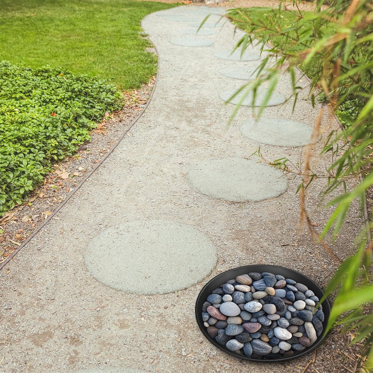 3 Size Round Stepping Stone Mold,Cement Molds for Concrete,Plastic Concrete Molds for Casting Garden Pavement Precast and Forms Walkway (10"/11.4"/12.6", Black)