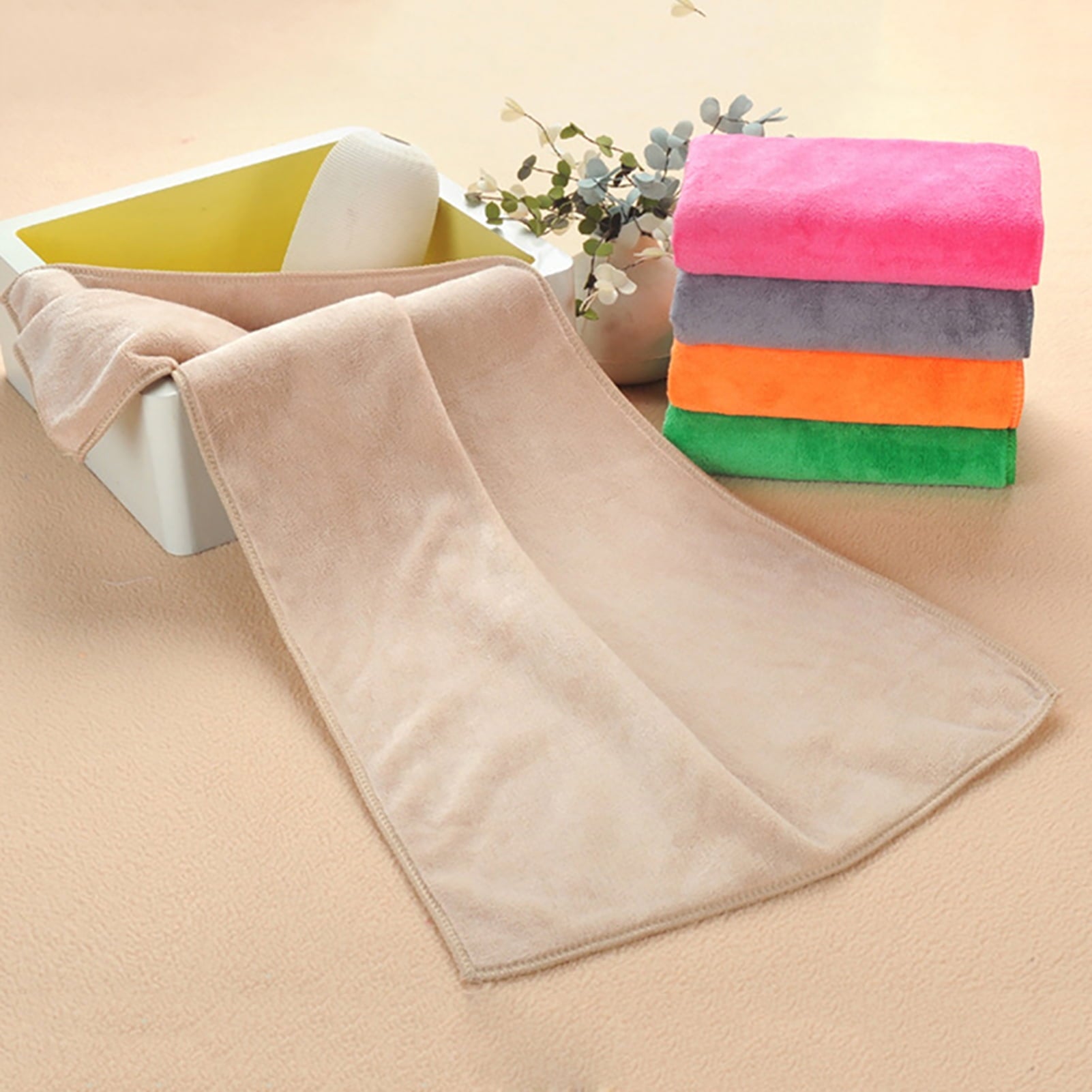 1Pc Microfiber Hair Towel Soft Super Absorbent Microfiber Microfiber Hair Towel Wraps Women for Gym Camel
