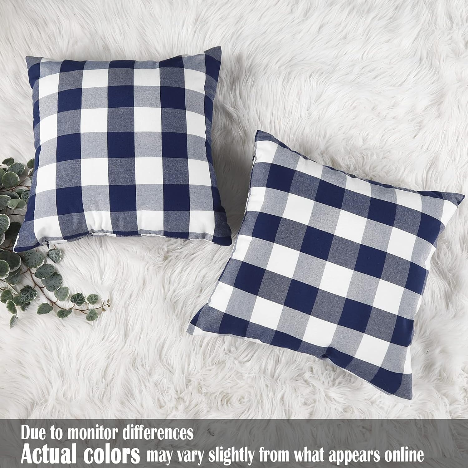 Light Blue Farmhouse Buffalo Plaid Pillow Covers 18x18 Set of 2 Patio Outdoor Decor Neutral Checkered Pillow Covers 18 x 18, Blue and White Gingham Plaid Check 18"x18", Set of 2 Orange