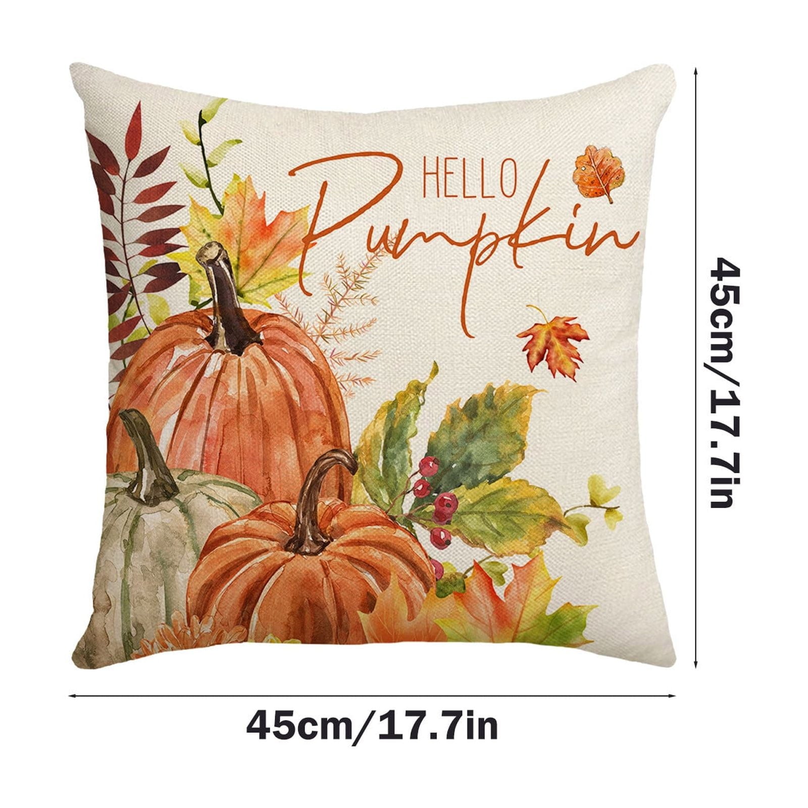 Darzheoy Fall Pillow Covers 18 x 18 inch Pumpkin Maple leaves Throw Pillow Covers Outdoor Autumn Thanksgiving Harvest Farmhouse Pillowcase Cushion Case for Home Sofa Fall Decor D