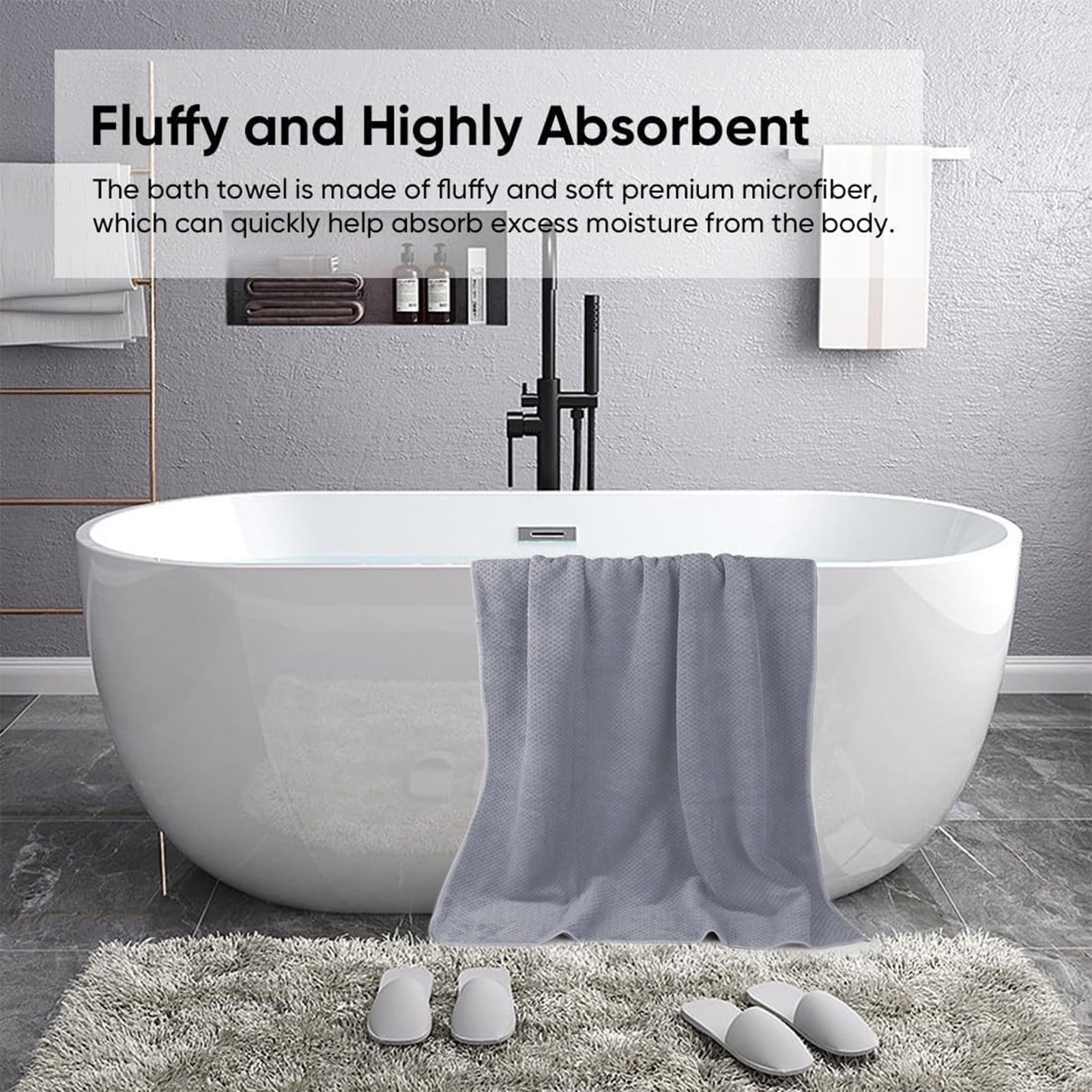 Chmadoxn Bath Towel, Oversize Bath Towel, 55×28 Inch Large Microfiber Bath Towels, Soft, Absorbent, and Quick Dry Towels for Bathroom, Pool, Beach, Swim, and Yoga, Large Bathroom Towels for Daily Use 13.4×30 in Gray