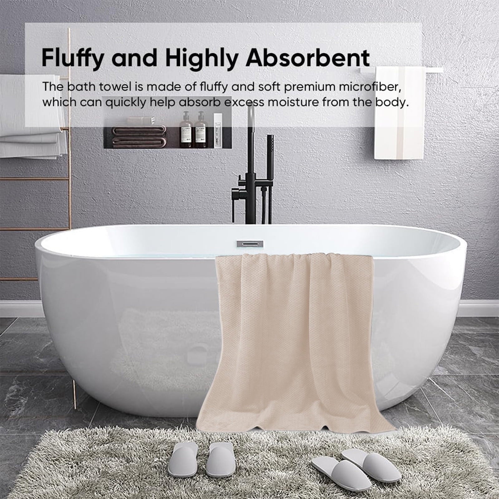 Chmadoxn Bath Towel, Oversize Bath Towel, 55×28 Inch Large Microfiber Bath Towels, Soft, Absorbent, and Quick Dry Towels for Bathroom, Pool, Beach, Swim, and Yoga, Large Bathroom Towels for Daily Use 55×28 in Khaki