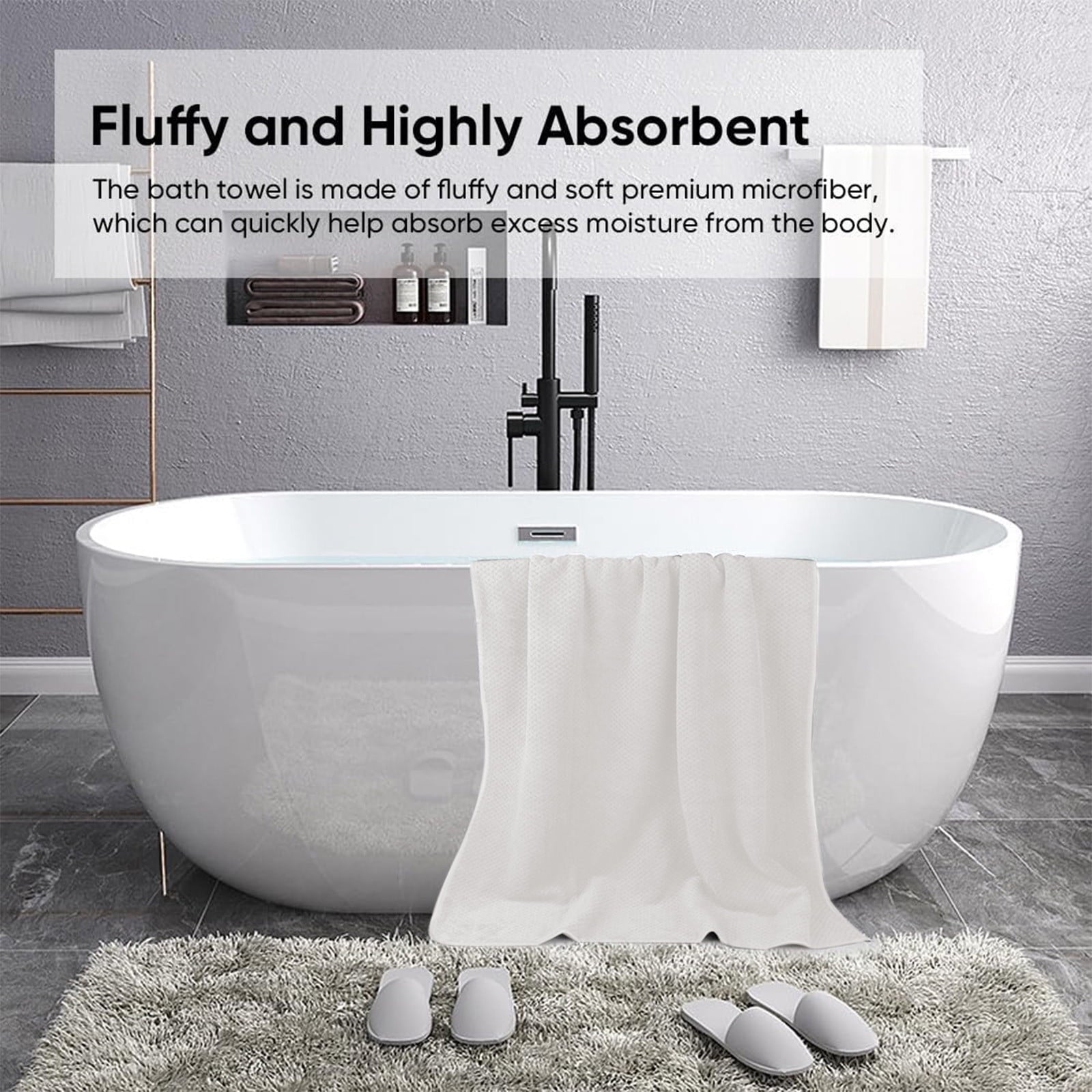 Chmadoxn Bath Towel, Oversize Bath Towel, 55×28 Inch Large Microfiber Bath Towels, Soft, Absorbent, and Quick Dry Towels for Bathroom, Pool, Beach, Swim, and Yoga, Large Bathroom Towels for Daily Use 55×28 in White