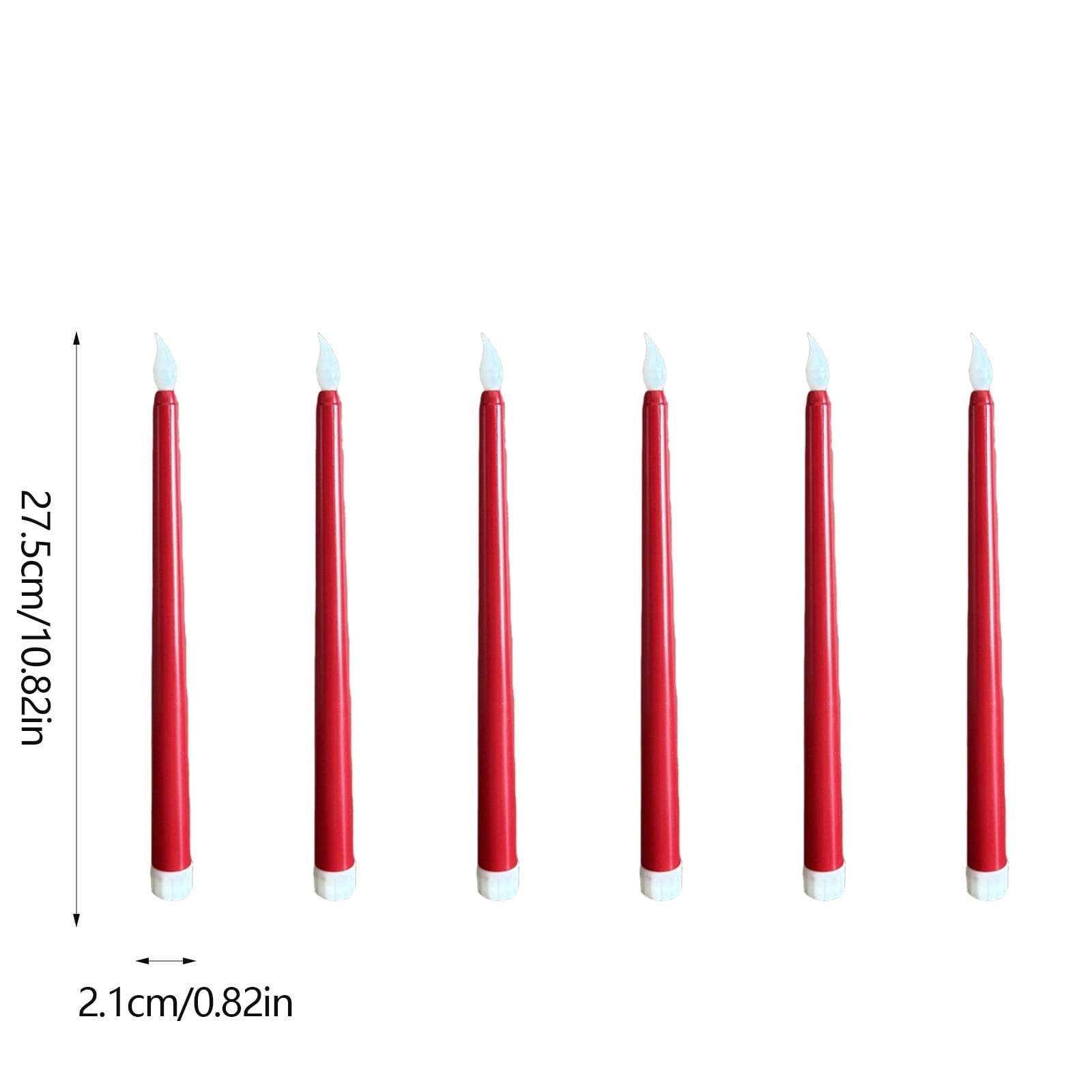 6 Pcs Flameless Taper Candles with Remote, 10.8 inches Plastic Red LED CandleSticks with Flickering Light, Battery Operated Window Candles for Christmas Decoration Red