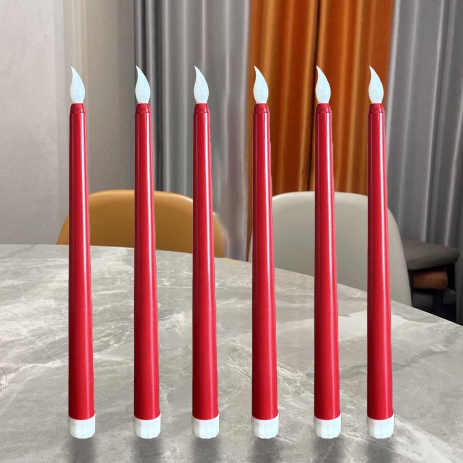 6 Pcs Flameless Taper Candles with Remote, 10.8 inches Plastic Red LED CandleSticks with Flickering Light, Battery Operated Window Candles for Christmas Decoration Red