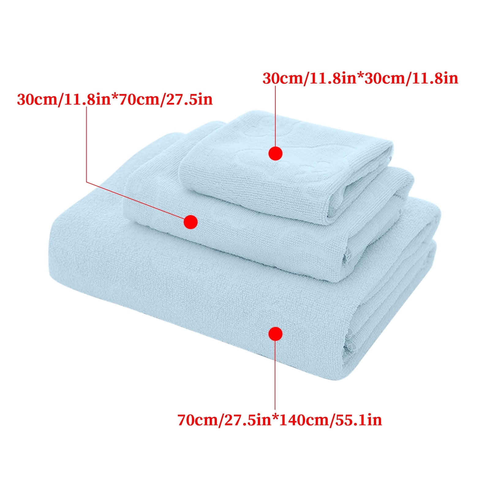 AYktou Bath Towels 3 Pack Cotton Bathroom Set,Contains a Bath Towels 28*56",a Hand Towels 12*12",a Face Towels 12*28",Soft Compact & Lightweight,for Gym Camp Beach and Daily Use Blue