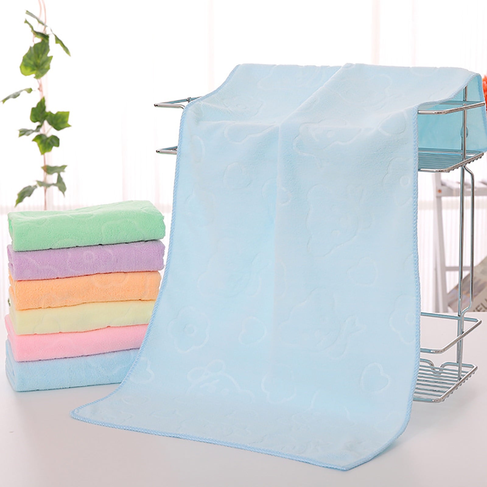 AYktou Bath Towels 3 Pack Cotton Bathroom Set,Contains a Bath Towels 28*56",a Hand Towels 12*12",a Face Towels 12*28",Soft Compact & Lightweight,for Gym Camp Beach and Daily Use Blue