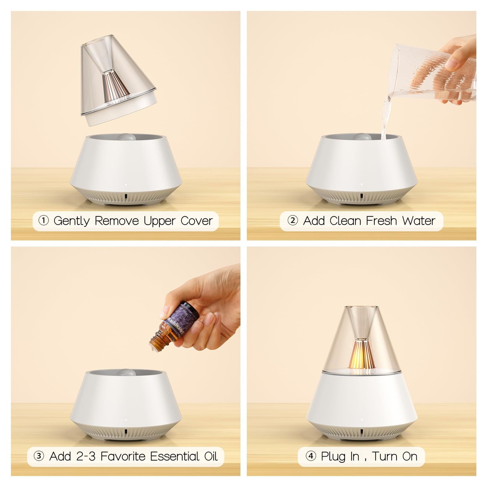 Essential Oil Diffuser,Modern Design Fragrance Aroma Diffuser for Home,Living Room,Bedroom,USB Powered 150ml