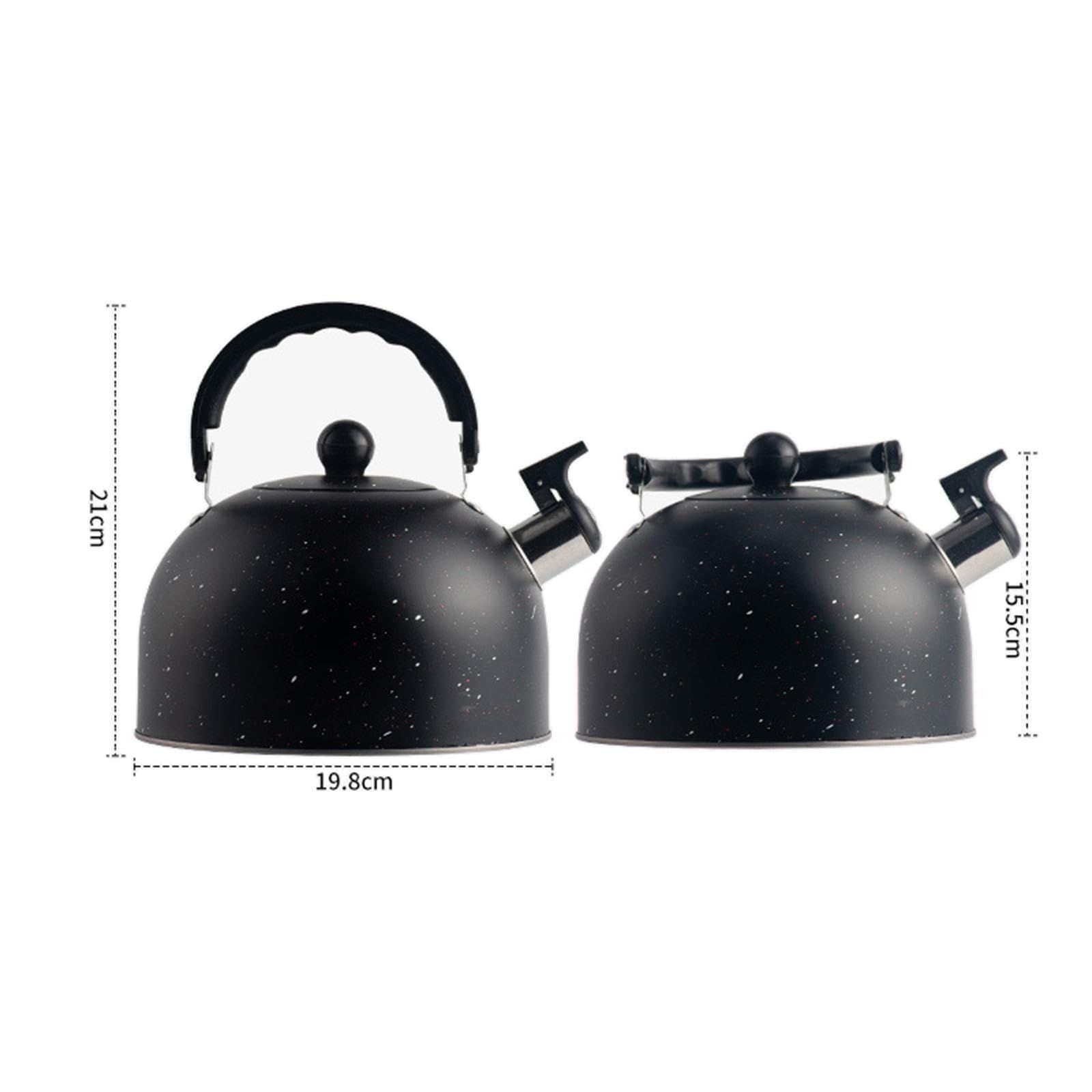 Whistling Kettle 2.5L Tea Pot Fast Boiling with Handle,Stainless Steel, Stovetop Kettle for Camping Dorm Outdoor Kitchen , Black