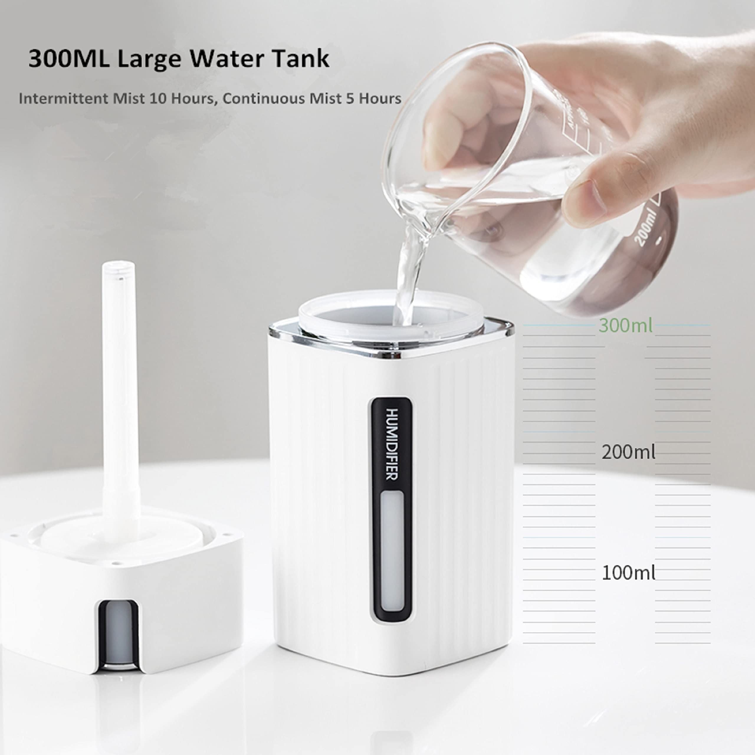 Mini Neon Humidifier - 300mL USB Quiet Ultrasonic Air Moisturizer for Desk, Car, Office, etc. - 2 Mist Modes, Multiple Colors