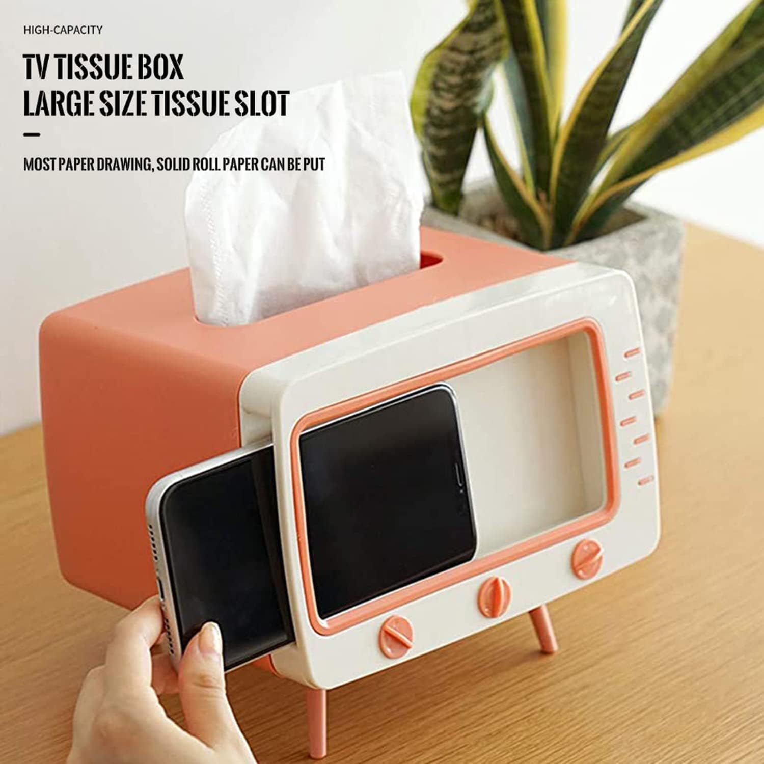 Retro TV Tissue Box Cover Multipurpose Cute Innovative Tissue Box Holder Practical Cell Phone Holder for Bathroom, Kitchen