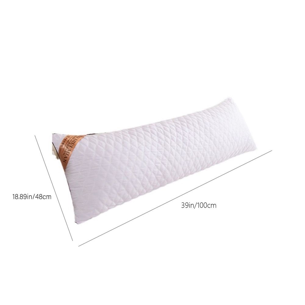 1 Meter Long Quilted Bolster Pillow | Soft Polyester Body Pillow for Sofa & Bed | 100x48cm White Cushion for Reading & Lounging | 1 Piece