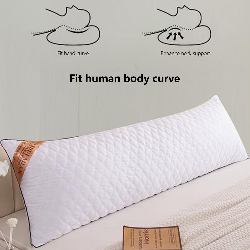 1 Meter Long Quilted Bolster Pillow | Soft Polyester Body Pillow for Sofa & Bed | 100x48cm White Cushion for Reading & Lounging | 1 Piece