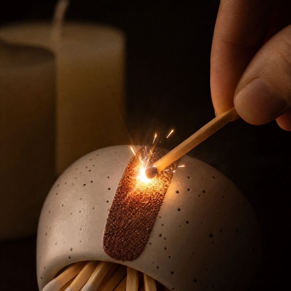 Ceramic Match Storage Set, Decorative Two-Piece Match Holder, Built-In Striker for Easy Lighting, Ideal Home Decor Accent, Perfect Candle and Fireplace Accessory