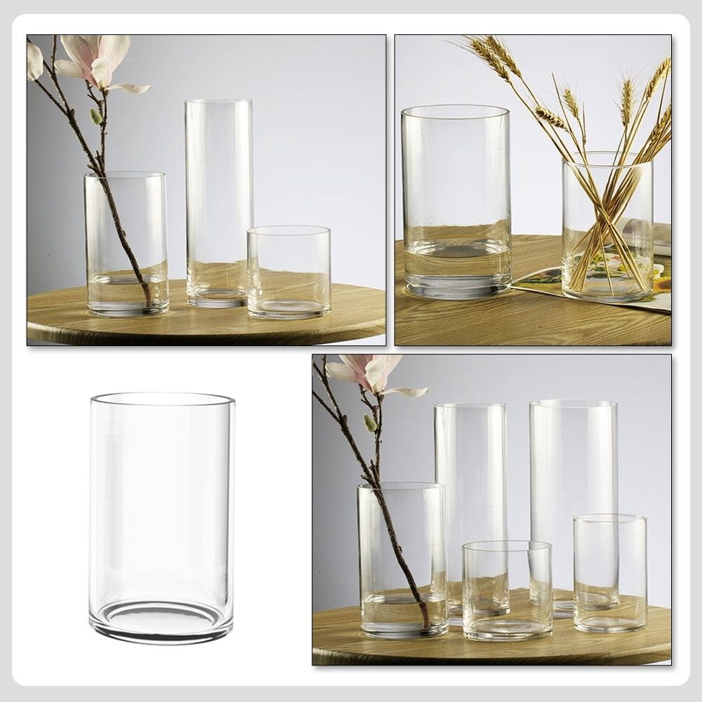 Clear Glass Flower Vase, Modern Transparent Decorative Vase for Home, Living Room, Table Centerpiece and Floral Arrangements