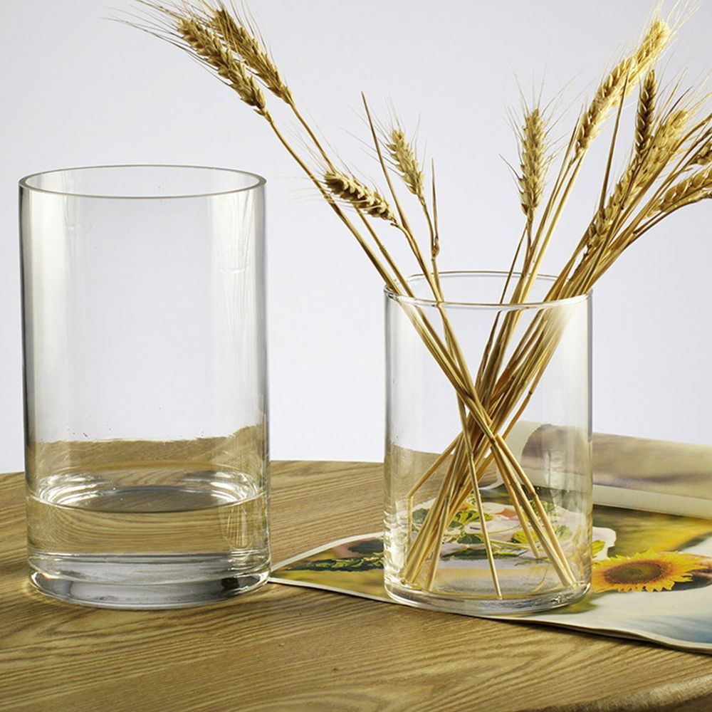 Clear Glass Flower Vase, Modern Transparent Decorative Vase for Home, Living Room, Table Centerpiece and Floral Arrangements