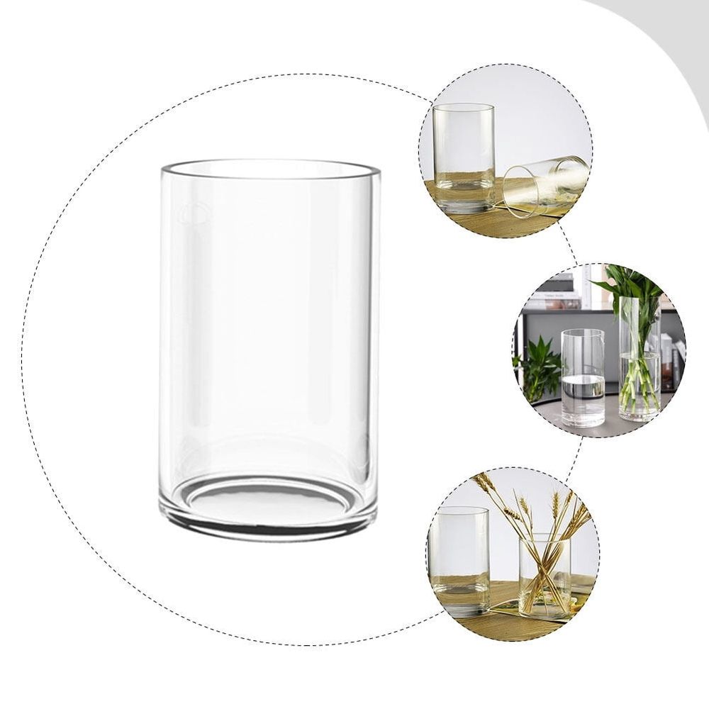 Clear Glass Flower Vase, Modern Transparent Decorative Vase for Home, Living Room, Table Centerpiece and Floral Arrangements