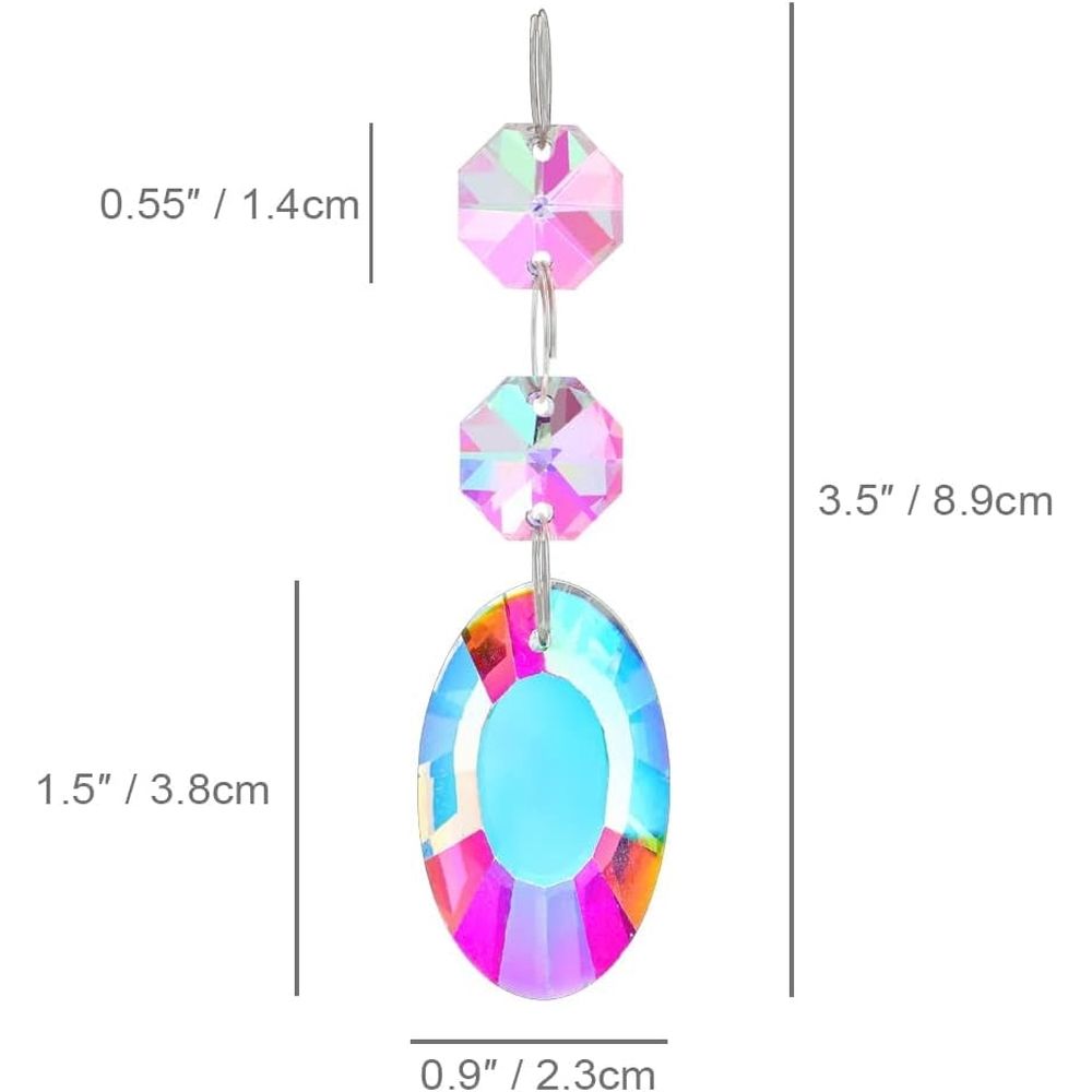 25PCS Chandelier Crystals Prism Replacement Suncatchers,38mm Rounded Pear Shape Crystals Hanging,Glass Sun Catchers with Crystals Beads for Wedding Home Decor
