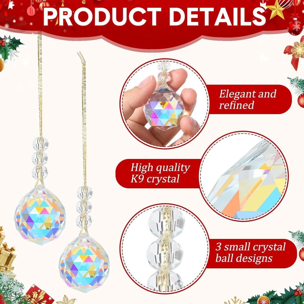 Hanging Crystal Suncatchers Clear Crystal Balls Prisms Chandelier Rainbow Maker Pendant Glass Suncatchers for Windows Ornaments Garden Home Wedding Party