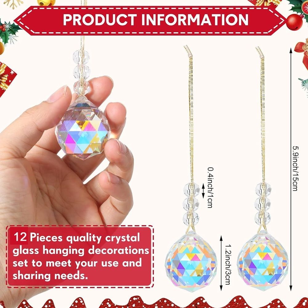 Hanging Crystal Suncatchers Clear Crystal Balls Prisms Chandelier Rainbow Maker Pendant Glass Suncatchers for Windows Ornaments Garden Home Wedding Party