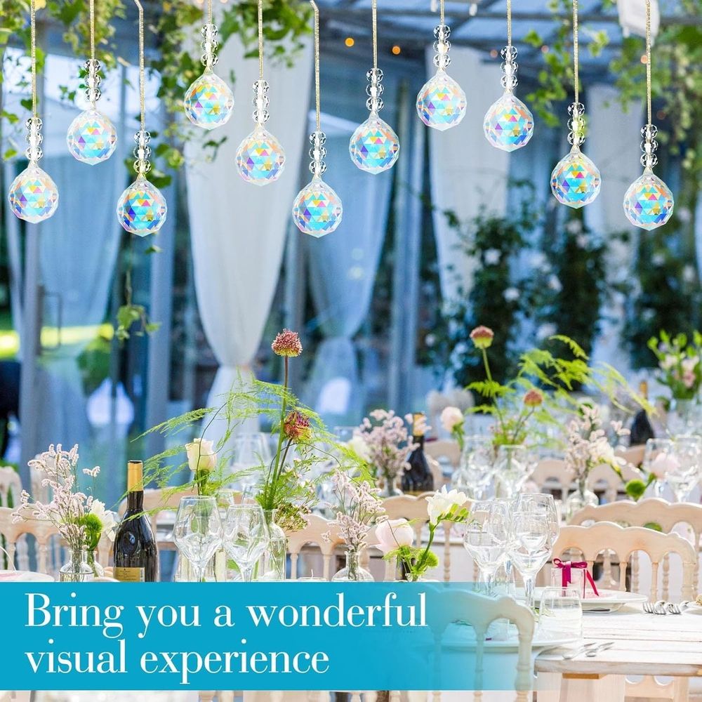 Hanging Crystal Suncatchers Clear Crystal Balls Prisms Chandelier Rainbow Maker Pendant Glass Suncatchers for Windows Ornaments Garden Home Wedding Party