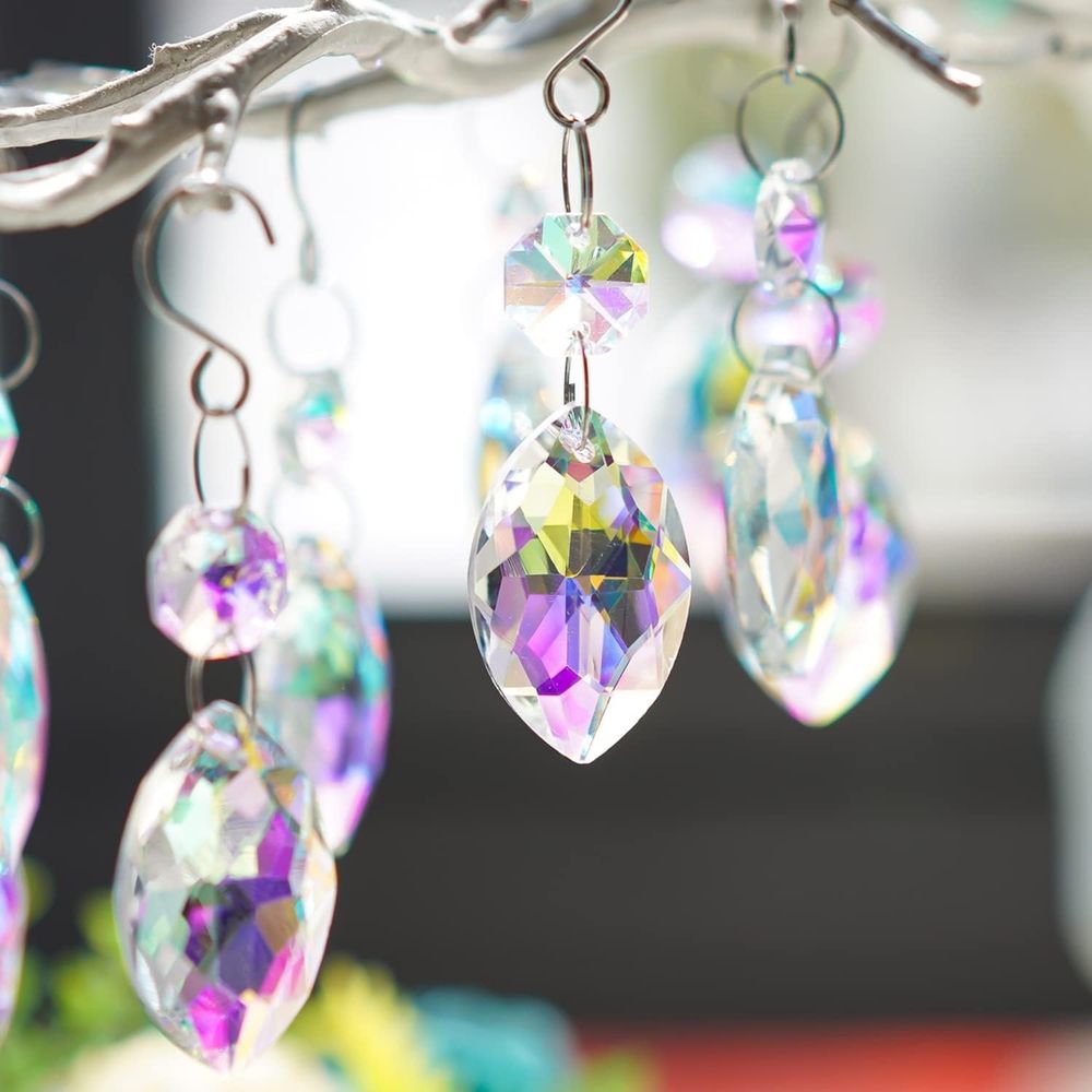 15PCS Chandelier Crystals,38mm Colorful Teardrop Crystal Chandelier Pendants Parts Beads,Hanging Crystals for Chandeliers